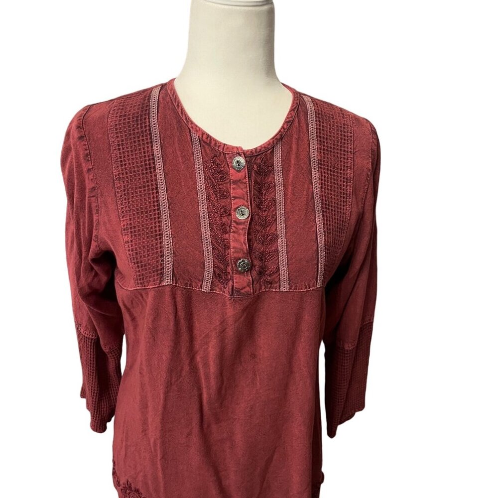 Studio West Apparel Long Sleeve Red Blouse Size Medium